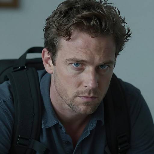 Intense Portrait of a Blue-Eyed Man