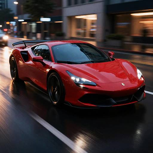 Red Sports Car Night Rush