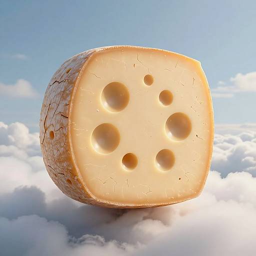Surreal Wheel of Cheese in Cloudscape