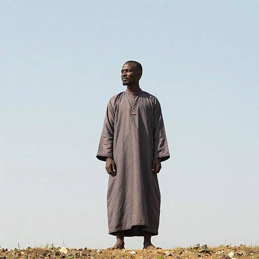 Man in Traditional Thobe Standing Outdoors