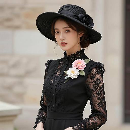 Elegant Victorian Woman Portrait in Nature