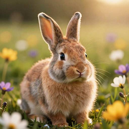 Hyperrealistic Baby Rabbit in Meadow