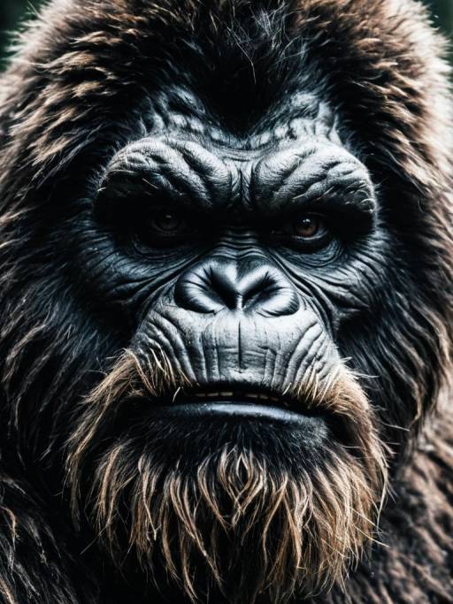 Close-up of Man in Bigfoot Costume Headshot