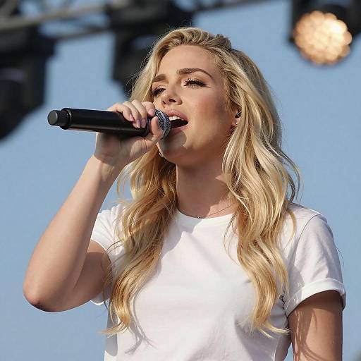 Blonde Woman Singing on Stage