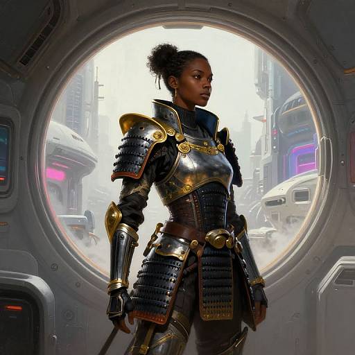 Cyberpunk African Samurai Warrior