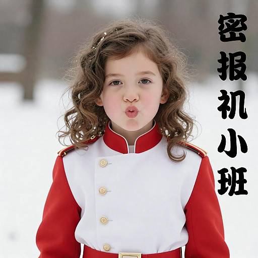 Young Girl in Military Uniform Portrait
