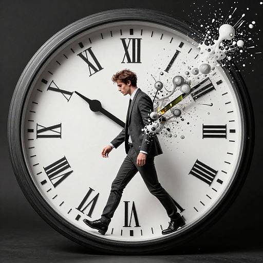 Passionate Person Around Exploded Clock