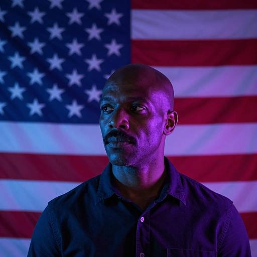 Portrait of Black Man with American Flag