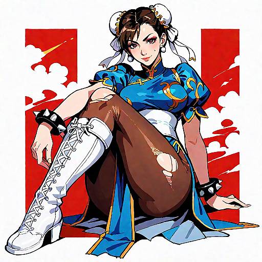 Chun-Li Sitting in Torn Qipao