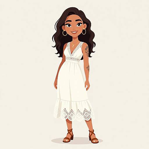 Bohemian Woman with Crochet Dress