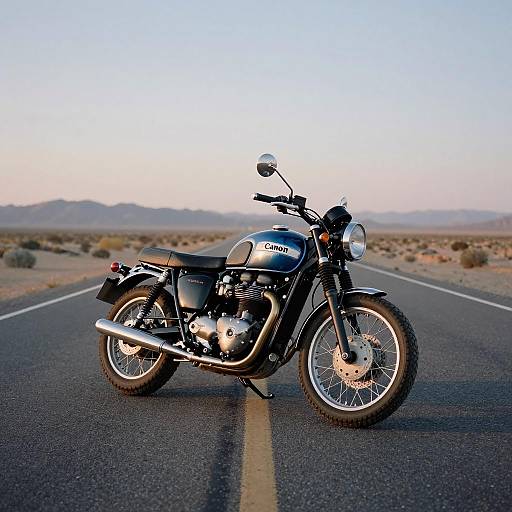 Cinematic Triumph Motorcycle in Desert Sunset