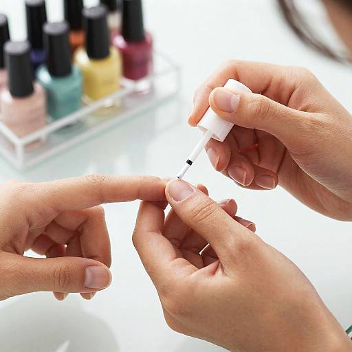 Delicate White Nail Polish Application
