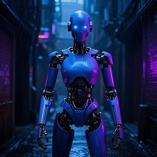 Cybernetic Character in Neon Dystopia