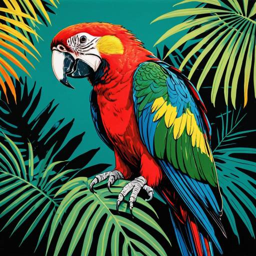 Vibrant Parrot in Warhol Style