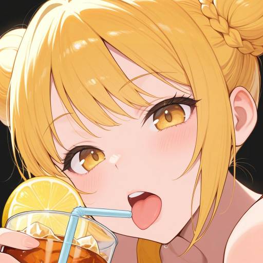 Daydreaming Girl Enjoying Iced Tea Daydreaming Girl Enjoying Iced Tea
