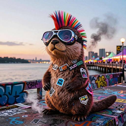 Punk Rock Otter Graffiti Art
