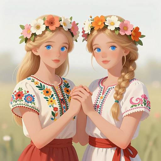 Flower Crowned Friends in Colorful Outfits