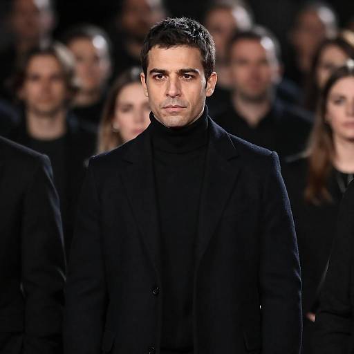 Serious Man Against a Blurred Crowd