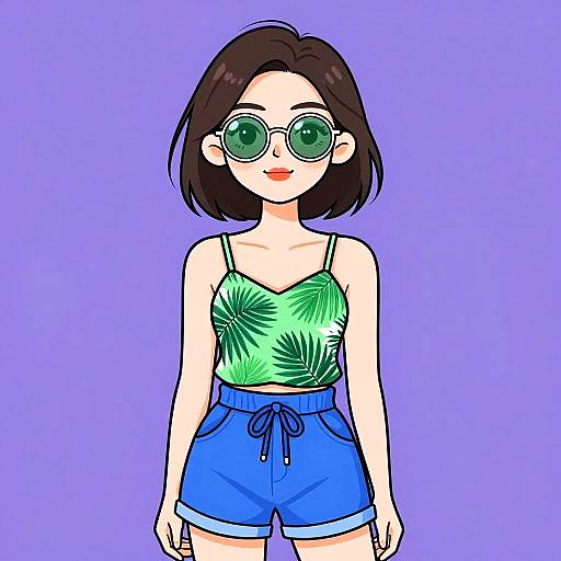 Tropical Summer Woman with Stylish Outfit