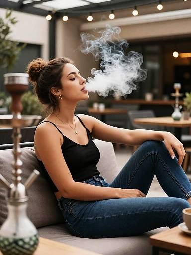 Candid Shisha Cafe Terrace Portrait