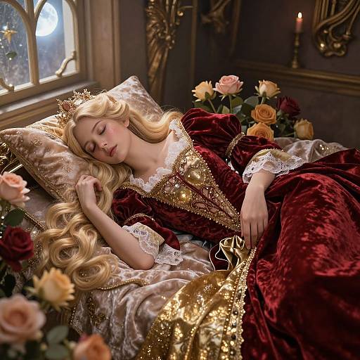 Sleeping Beauty in Enchanted Roses