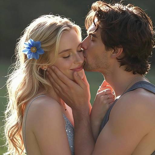 Intimate Kiss in Romantic Setting