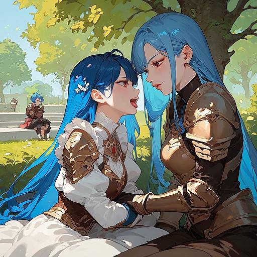 Anime Girls Lunch Break in Park