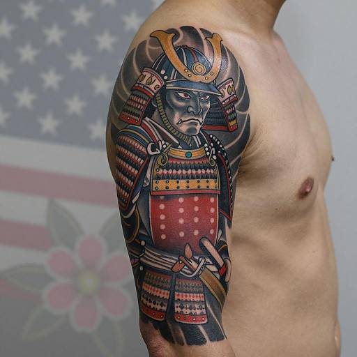 Japanese Samurai Tattoo on Muscular Arm