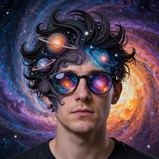 Cosmic Man with Galaxy Headphones