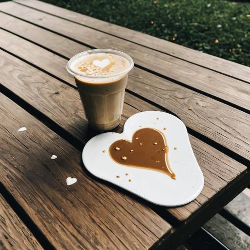 Heart-Shaped Milk Tea Spill on Table