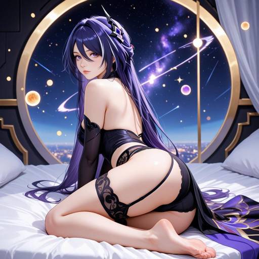Whimsical Cowboy Shot of a Purple-Haired Girl