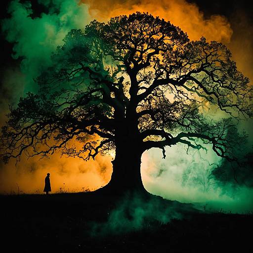 Ethereal Oak Tree with Smoky Colors