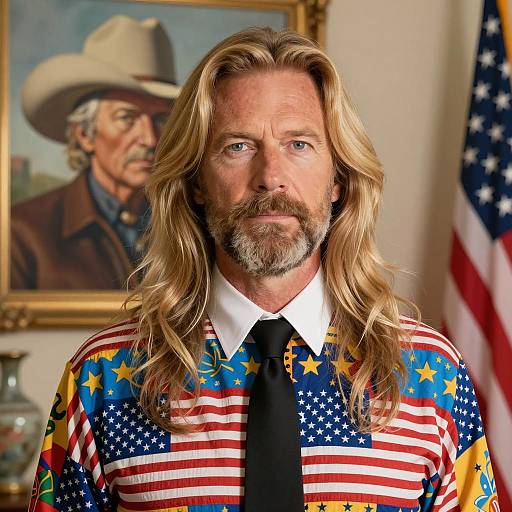 Vibrant Portrait of a Patriotic Man