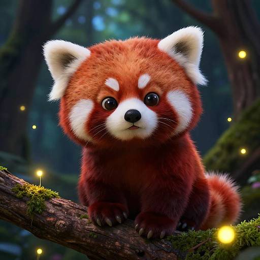 Playful Red Panda Chibi in Forest