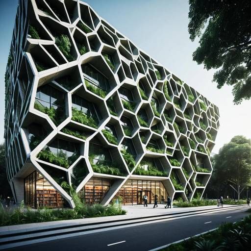 Futuristic Eco-Friendly Library with Tessellated Facade