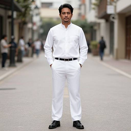 Man in White Shirt on Street