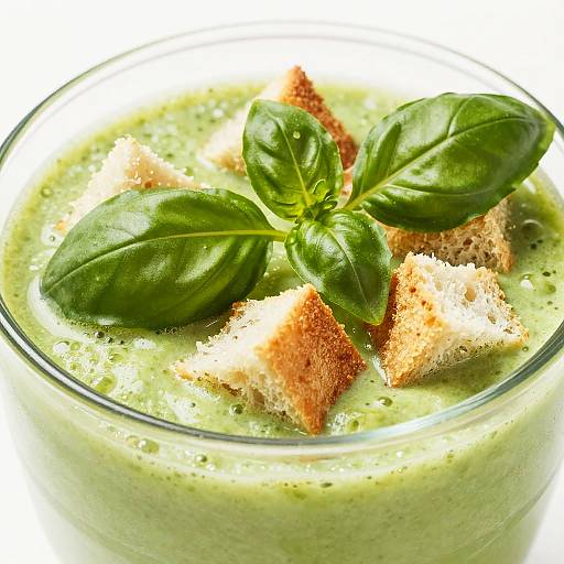 Green Smoothie with Basil and Croutons