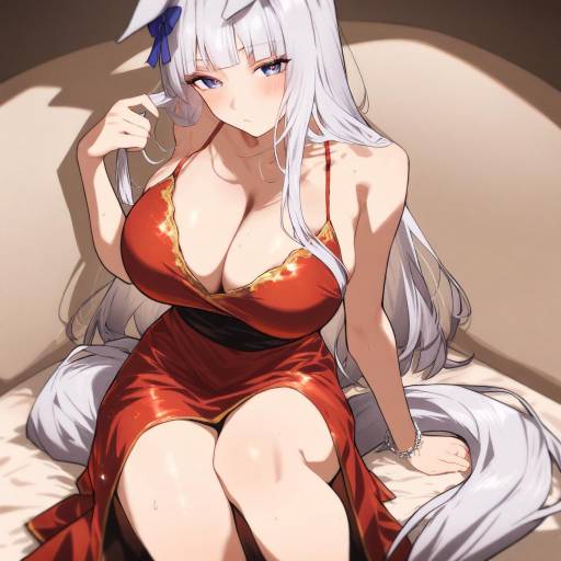 Elegant Horse Girl in Red Dress