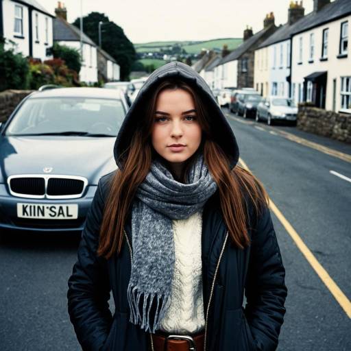 Young Woman in Hooded Jacket on Street