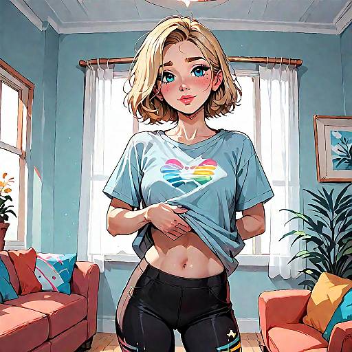 Irresistible College Girl in Living Room