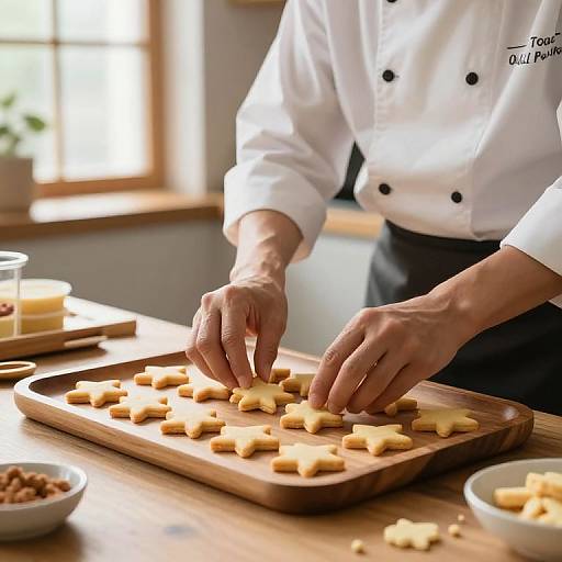 Baker Arranging Star-Shaped Cookies