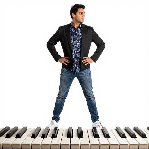 Stylish Man on Piano Keyboard