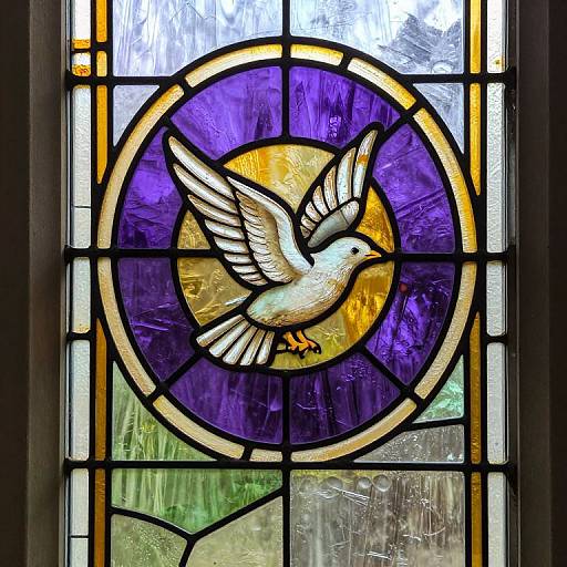 Vibrant Stained Glass Dove Window