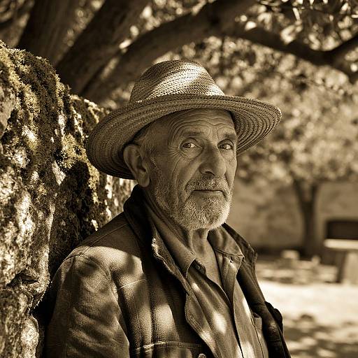 Vintage Sepia Elderly Man Portrait