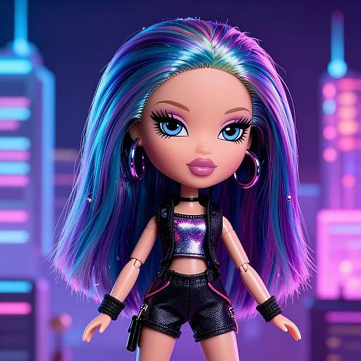 Cyberpunk AI Bratz Doll Design