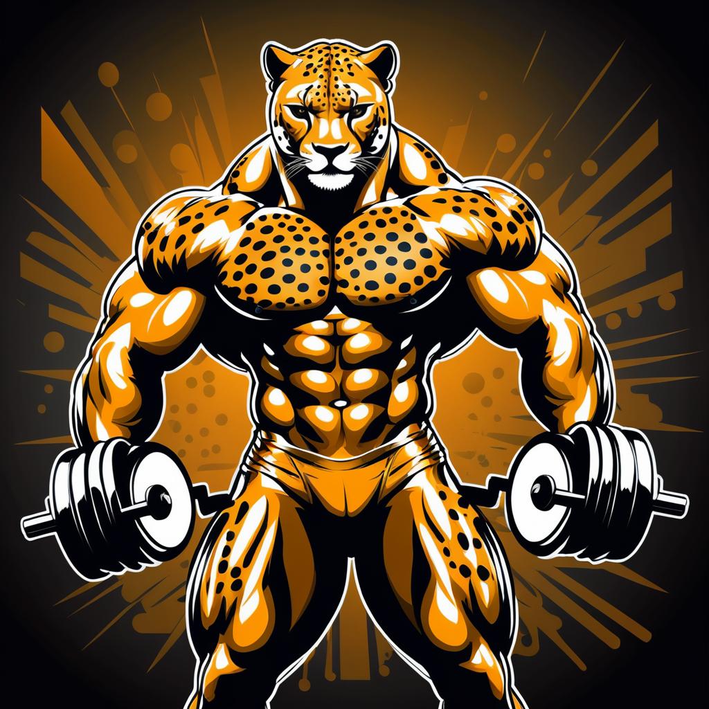 Buffed Cheetah Bodybuilder in Gym