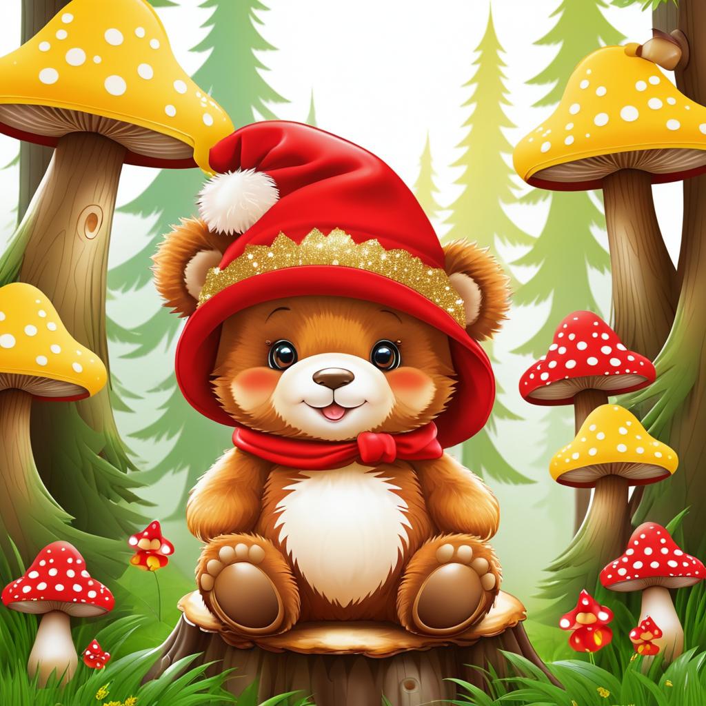 Adorable Retro Baby Bear Illustration