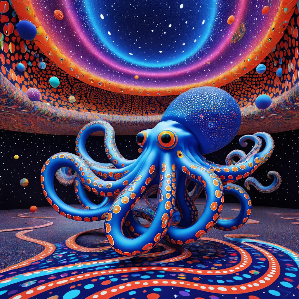 Vibrant Anaglyph Pop Art Octopus Scene