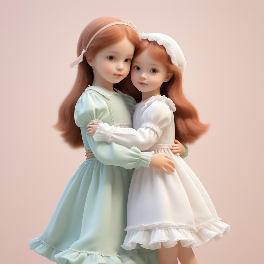 Nostalgic Embrace: Girl with Doll