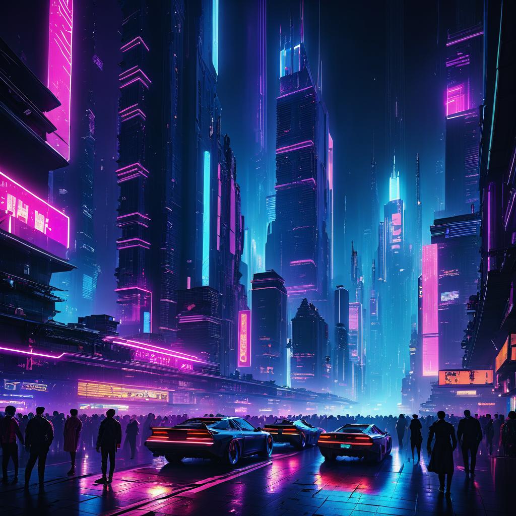 Vibrant Cyberpunk Night Cityscape